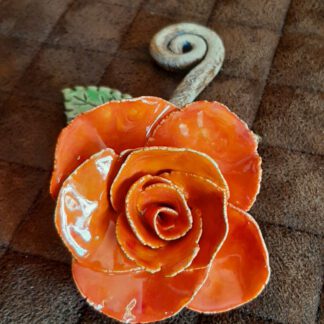 orangefarbige Rose, Clay Art, Handarbeit, Keramik, KeraMik von Herz zu Herz, Augsburg