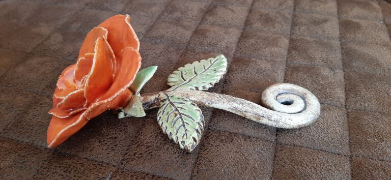 orangefarbige Rose, Clay Art, Handarbeit, Keramik, KeraMik von Herz zu Herz, Augsburg