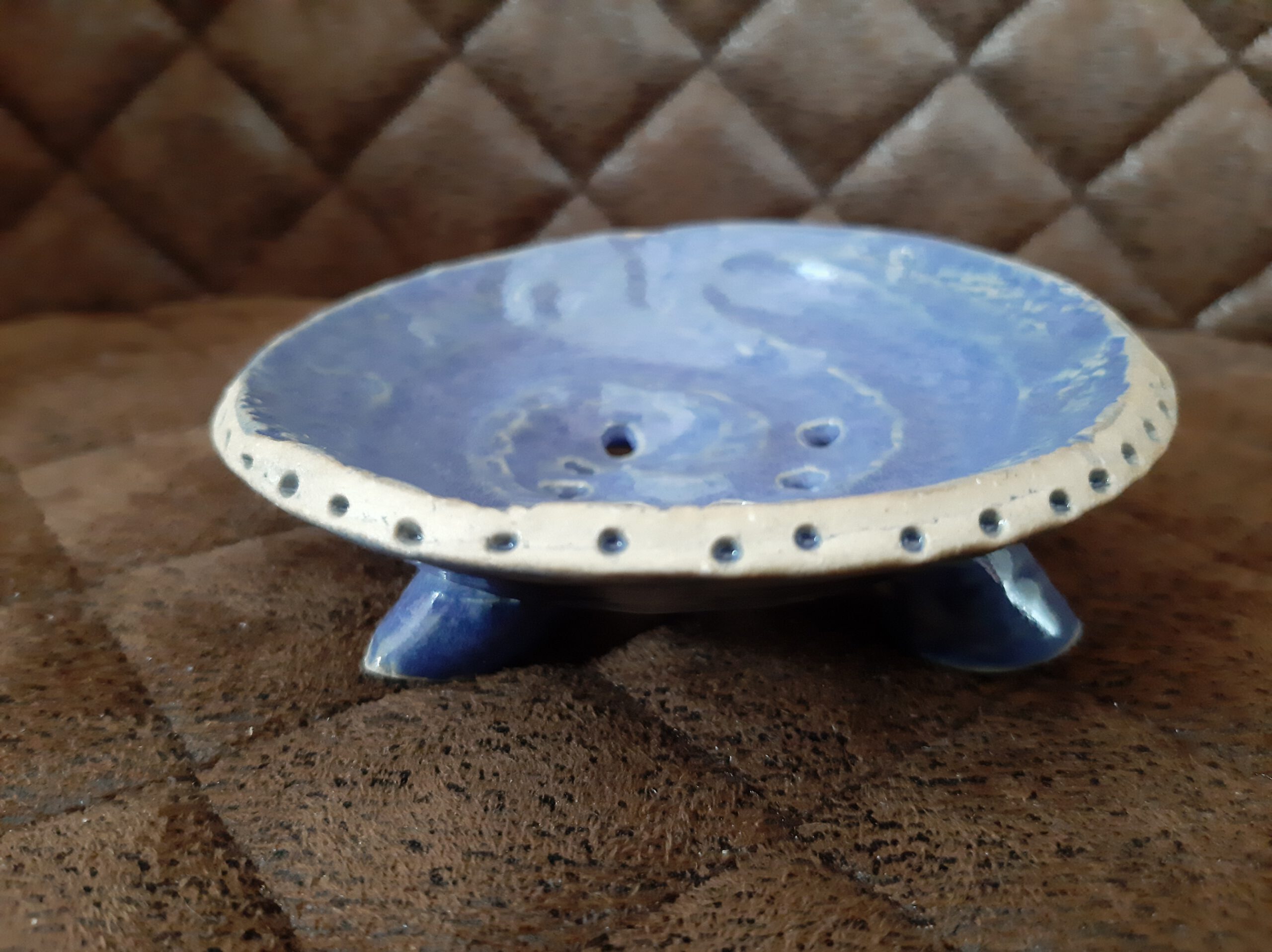 runde Seifenablage in blau, Handarbeit von Einzelstücken, Keramik, KeraMik von Herz zu Herz, Geschenke, in Augsburg