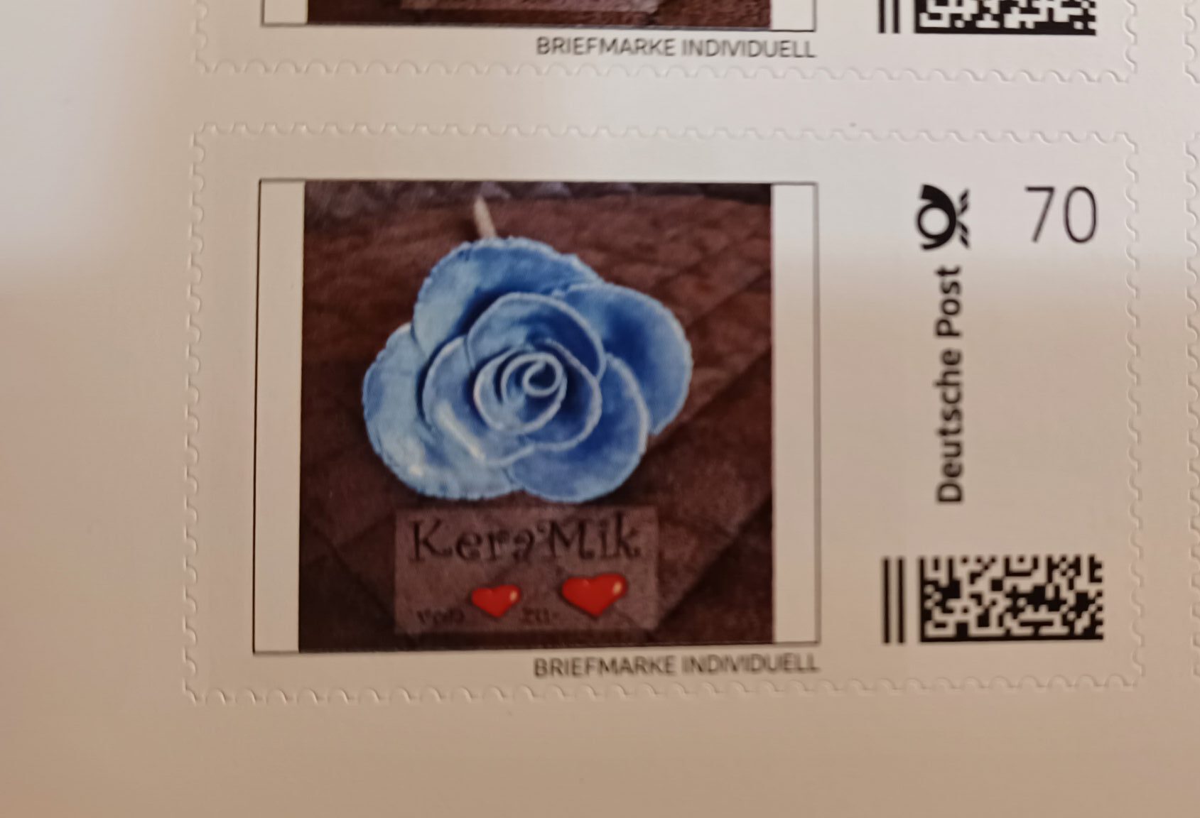 Briefmarke, Handarbeit, Keramik, Augsburg, KeraMik von Herz zu Herz,, Unikate, Karten, Rose