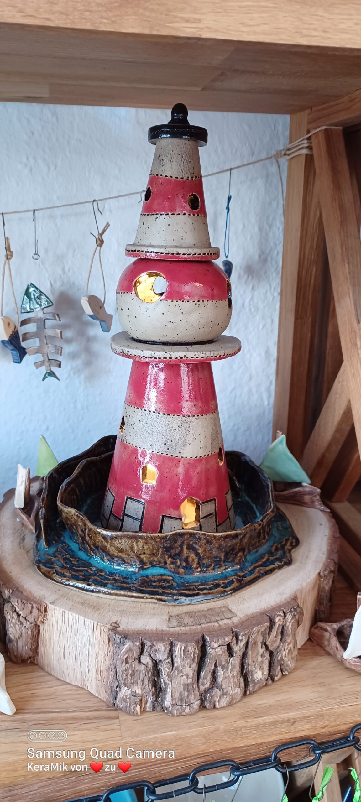 Leuchtturmlampe, Keramik Leuchtturm zum beleuchten, handgefertigter Leuchtturm, individuelle Leuchten aus Keramik, Clayart, KeraMik von Herz zu Herz