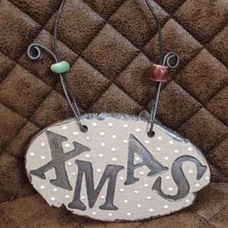 weihnachtliches Dekorationsschild, handgefertigtes XMAS Schild, originelles Keramik Schild, Kunst aus Ton, Clay Art, KeraMik von Herz zu Herz,