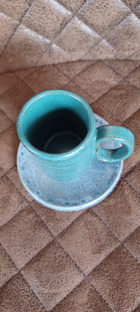 Espresso Tasse Set, handgefertigte Espresso Tasse mit Unterteller, Keramik Espresso Tasse, Espressotasse in Blautönen, KeraMik von Herz zu Herz
